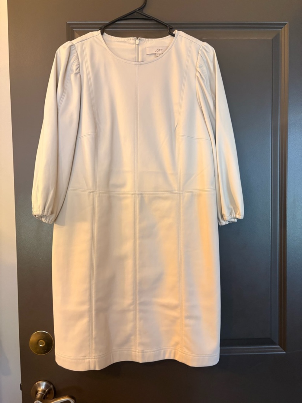LOFT Creamy Beige Long Sleeve Shift Dress